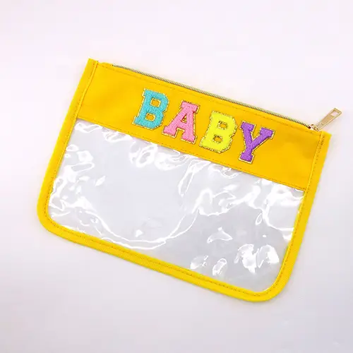 Large Capacity Portable Clear Pvc Cosmetic Bag Zipper Canvas Makeup Pouch